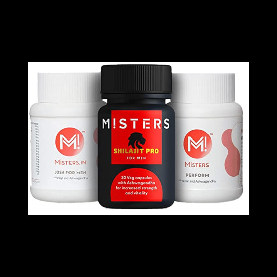 Misters Combo Pack of Shilajit Pro for Men Veg Capsule, Perform & Josh for Men (30 Each) image