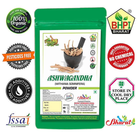 BHPI Bharat Combo Pack of Ashwagandha, Safed Musli, Shatavari, Kaunch Beej, Gokshura Powder (100gm Each) & Akarkara Irani Raw 50gm image