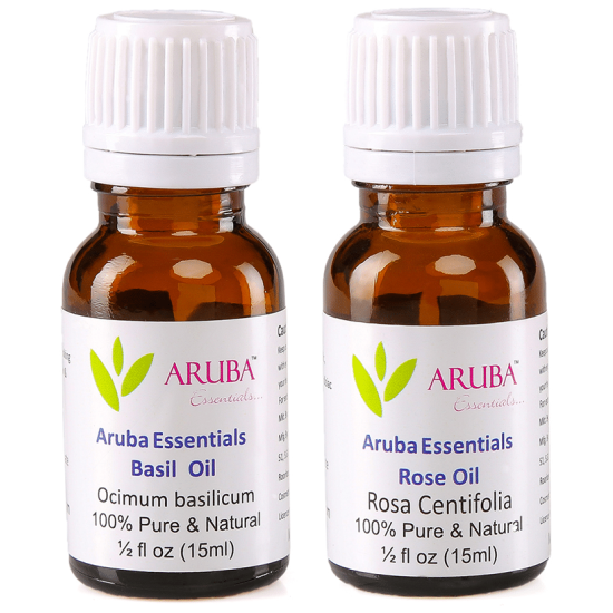 Aruba Essentials Combo Pack of Basil Oil & Rose Oil (15ml Each) image