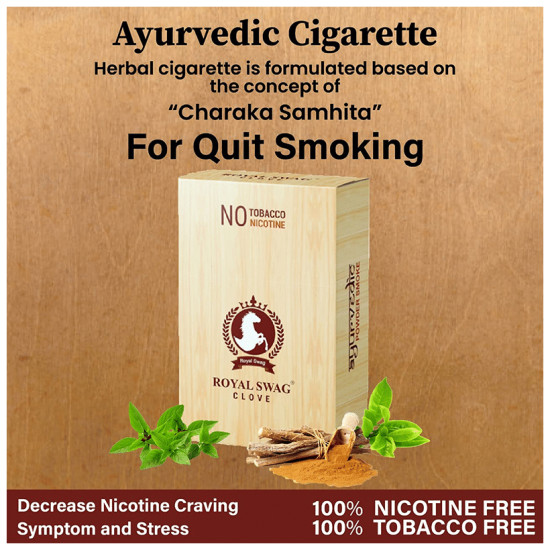 Royal Swag Combo Pack of Ayurvedic Powder Smoke Cigarette (50 Each) & Swosh Lip Balm 15gm Clove image