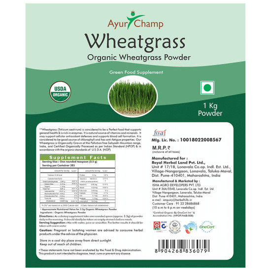 Ayur Champ Organic Wheatgrass Powder image