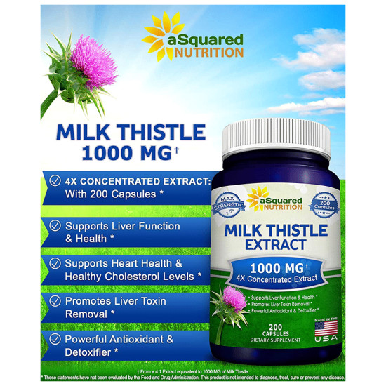 Asquared Nutrition Milk Thistle Extract 1000mg Capsule image