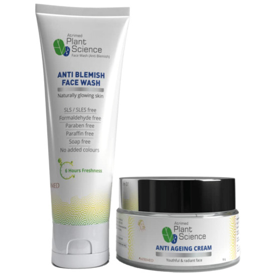 Atrimed Plant Science Combo Pack of Anti Blemish Face Wash 50ml & Anti Ageing Cream 50gm image