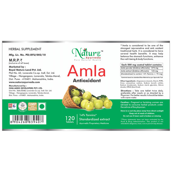 Naturz Ayurveda Amla Antioxidant Tablet image