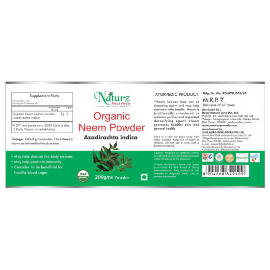 Naturz Ayurveda Organic Neem Azadirachta Indica Powder image