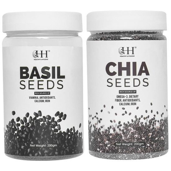 Healthy & Hygiene Combo Pack of Basil Seeds & Chia Seeds (200gm Each) image