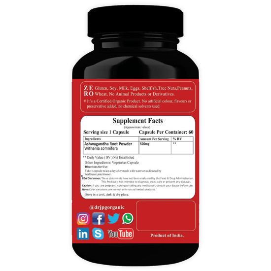 Dr. JPG Organic Ashwagandha Vegetarian Capsule image