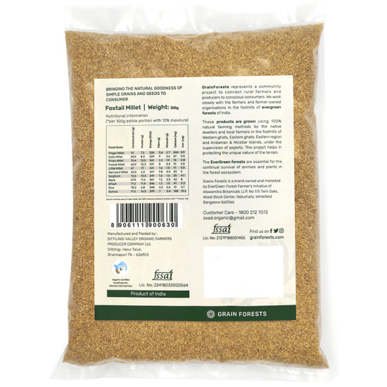 Grain Forests Organic Foxtail Millet (Thinai Rice) 500gm Each image