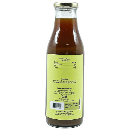 Qualinut Gourmet Apple Cider Vinegar with Honey, Ginger, Garlic & Lemon image