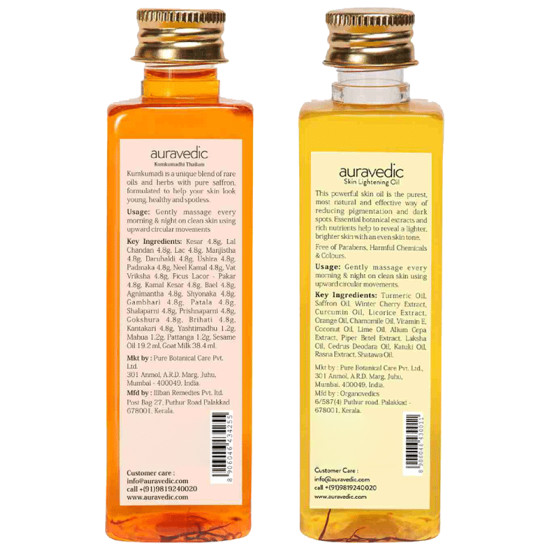 Auravedic Combo Pack of Kumkumadi Oil & Skin Lightening Oil (100ml Each) image