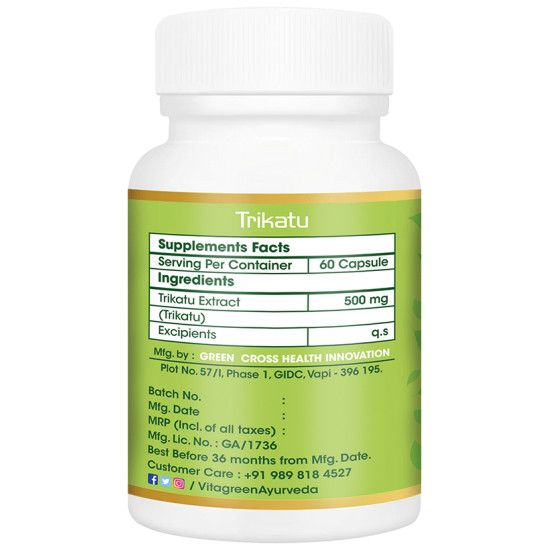 Vitagreen Trikatu 500mg Capsule image