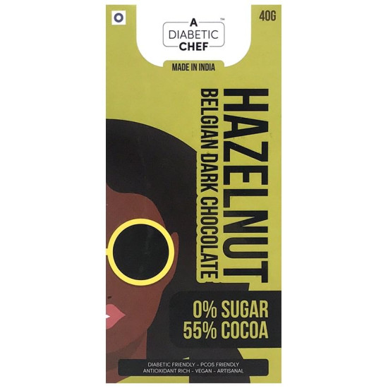 A Diabetic Chef Hazelnut Belgian Dark Chocolate (40gm Each) image