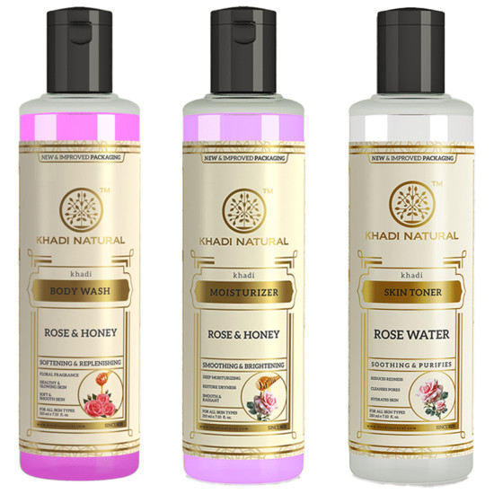 Khadi Naturals Rose & Honey Care Pack (210ml Each) image