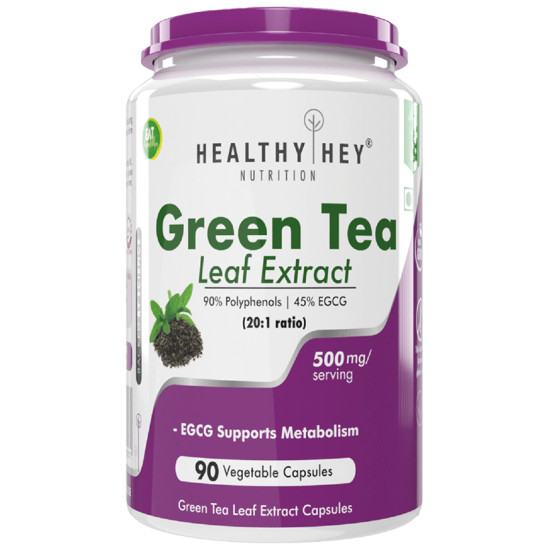 HealthyHey Green Tea Leaf Extract 90% Polyphenols & 45% EGCG Vegetable Capsule image