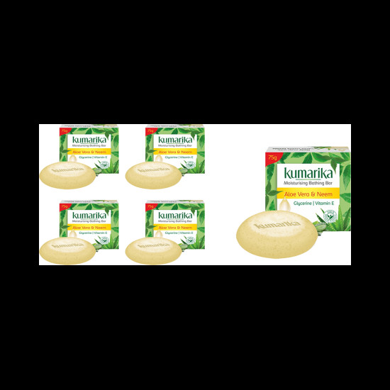 Kumarika Moisturising Bathing Bar (75gm Each) Buy 4 Get 1 Free Aloe Vera & Neem image