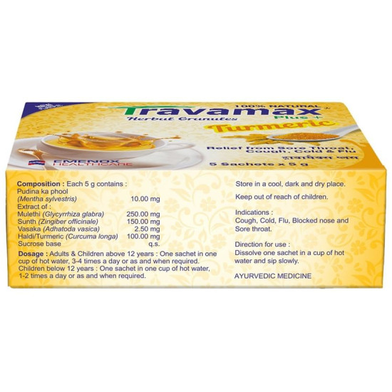 Travamax Herbal Granules Sachet (5gm Each) Turmeric image