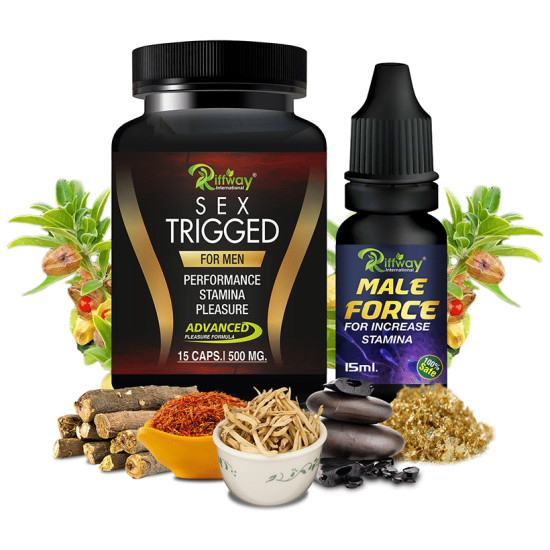 Riffway International Combo Pack of Sex Trigged For Men 15 Capsule & Male Force Oil 15ml image