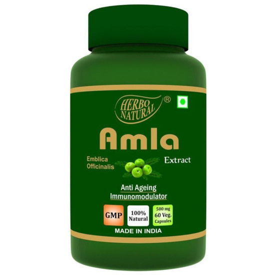 Herbo Natural Amla (Emblica Officinalis) Extract 500mg Veg Capsule image