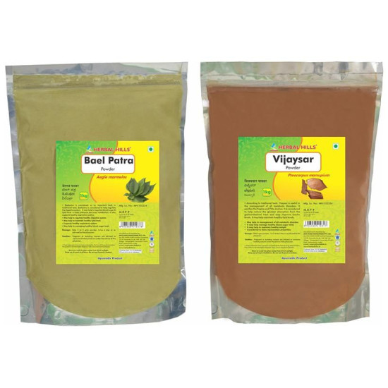 Herbal Hills Combo Pack of Bael Patra Powder and Vijaysar Powder (1Kg Each) image