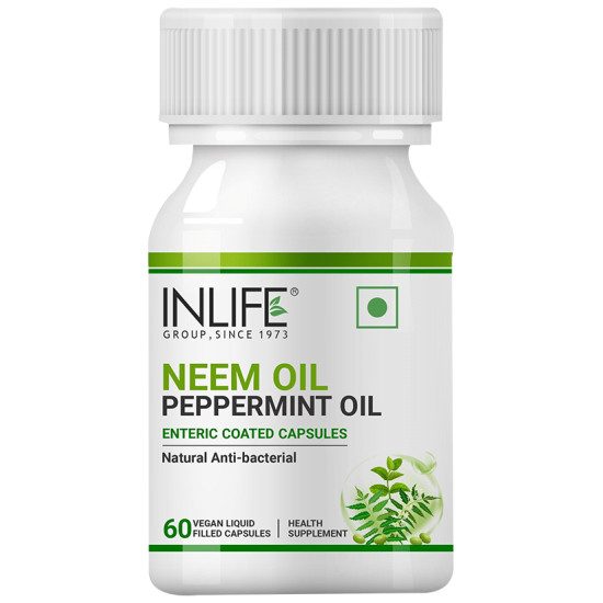 Inlife Neem Oil Peppermint Oil Enteric Coated Vegan Liquid Filled Capsule image