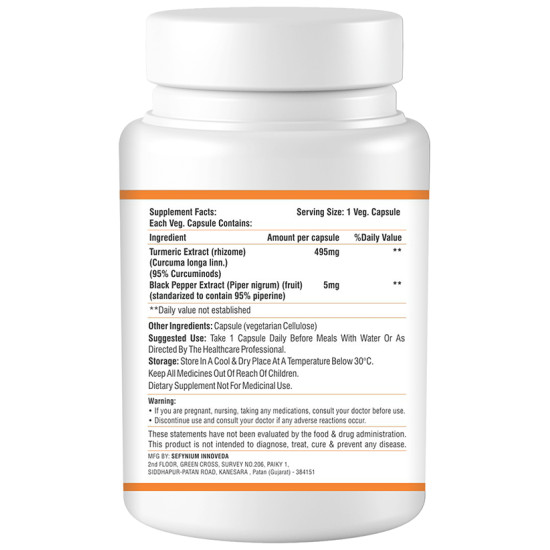 Zenvo Curcumin+Piperine Vegetarian Capsule image