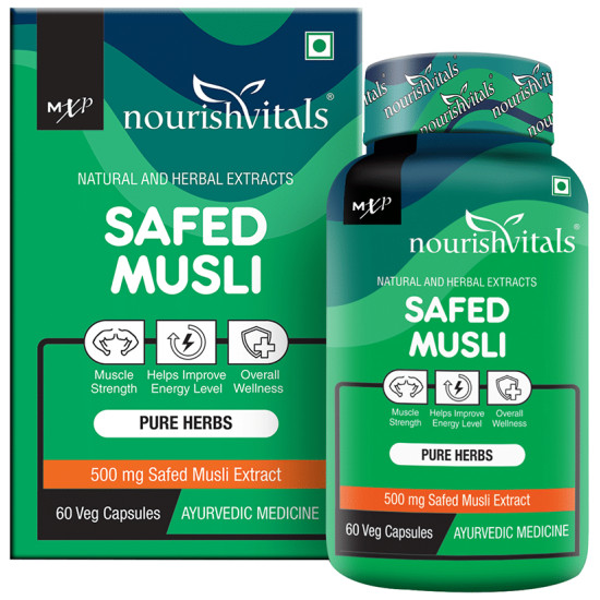 NourishVitals Safed Musli 500mg Veg Capsule (60 Each) image