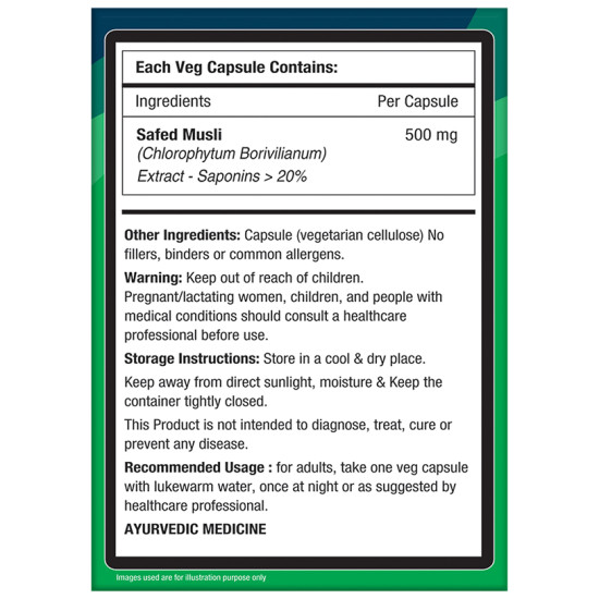 NourishVitals Safed Musli 500mg Veg Capsule (60 Each) image