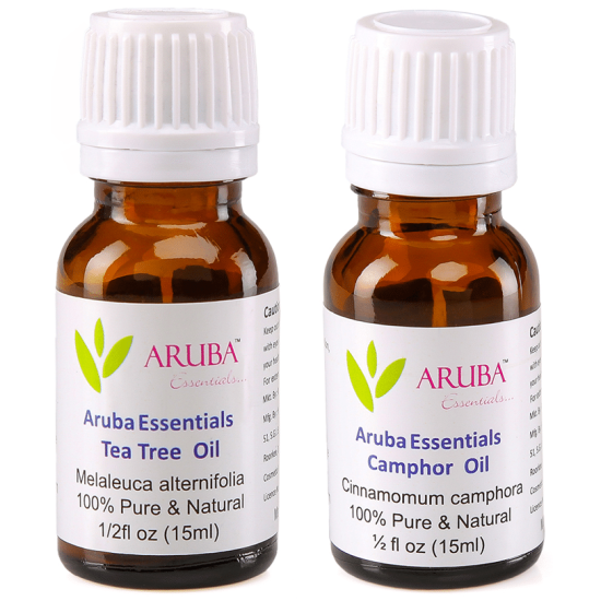 Aruba Essentials Combo Pack of Tea Tree Oil & Camphor Oil (15ml Each) image