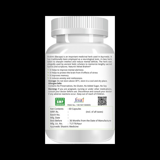 Nature's Velvet Brahmi Pure Extract 500mg Capsule image