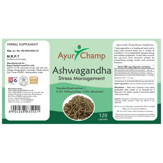 Ayur Champ Ashwagandha Stress Management Capsule image