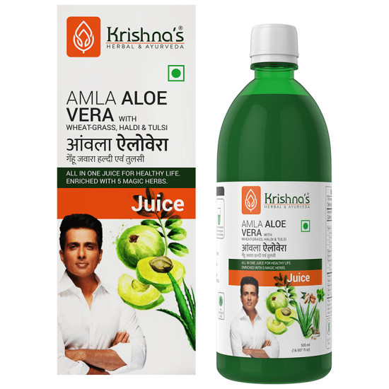 Krishna's Herbal & Ayurveda Amla Aloevera Wheatgrass Haldi Tulsi Juice image