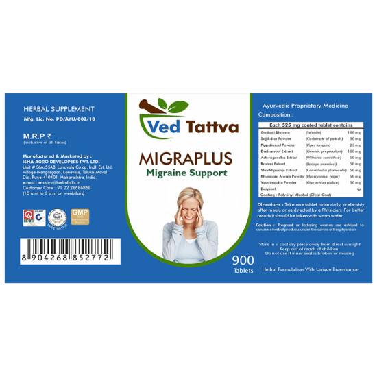 Ved Tattva Migraplus Migraine support Tablet image