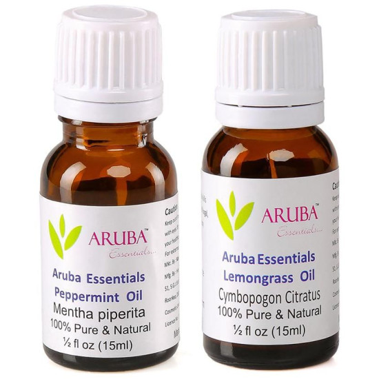 Aruba Essentials Combo Pack of Peppermint Oil and Lemongrass Oil (15ml Each) image