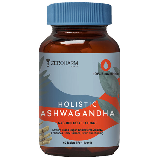 Zeroharm Sciences Holistic Ashwagandha Tablet for Stress Relief, Improves Performance and Immunity image