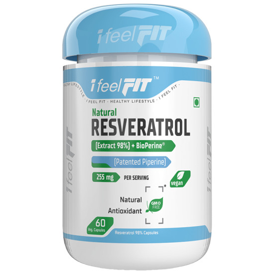 iFeelFIT Natural Resveratrol (Extract 98%)+ Bioperine 255mg Veg Capsule image