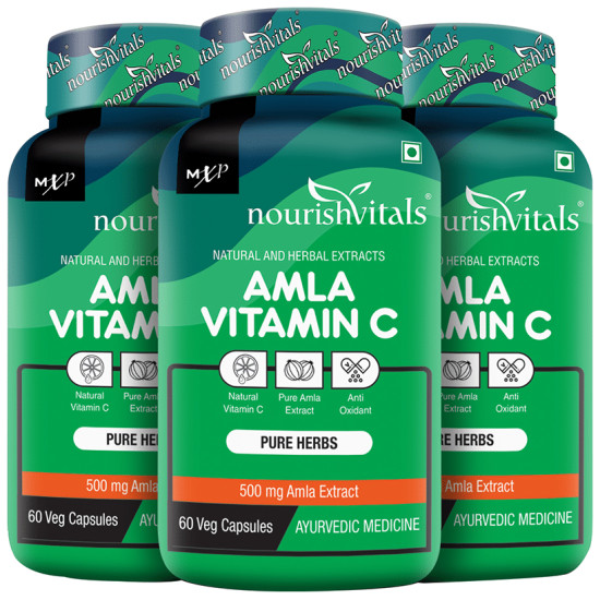 NourishVitals Amla Vitamin C 500mg Veg Capsule (60 Each) image