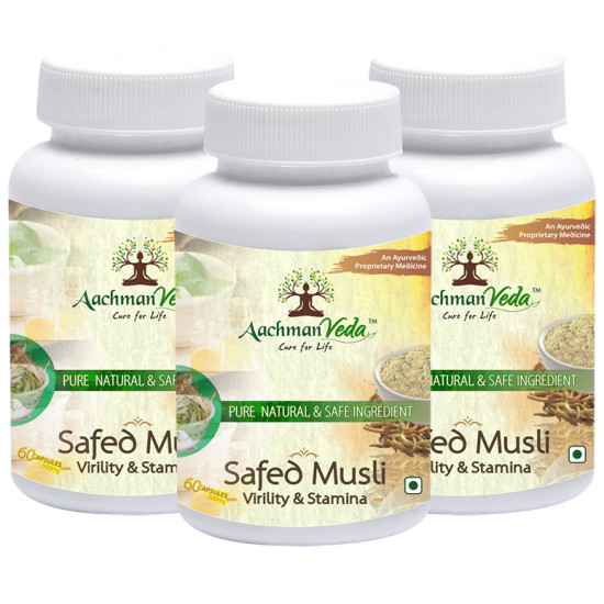 Aachman Veda Safed Musli Virility & Stamina Capsule 500mg (60 Each) image