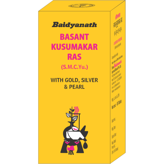 Baidyanath Basant Kusumakar Ras (S.C.M.Yu) with Gold, Silver & Pearl Maintains Blood Glucose Level image