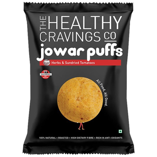 The Healthy Cravings Co Roasted Jowar Puffs (25gm Each) Herbs and Sundried Tomatoes image