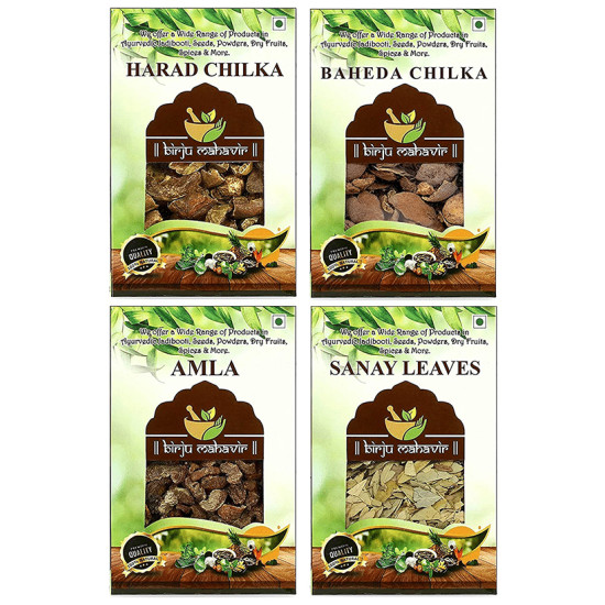 Birju Mahavir Combo Pack of Harad Chilka, Baheda Chilka, Amla & Sanay Leaves (100gm Each) image