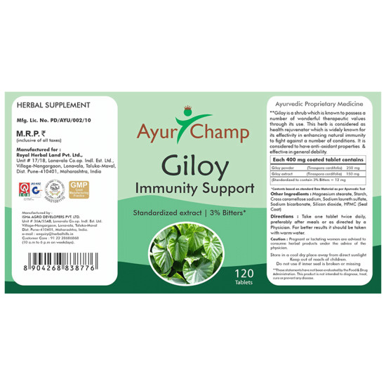 Ayur Champ Giloy Immunity Support Tablet image