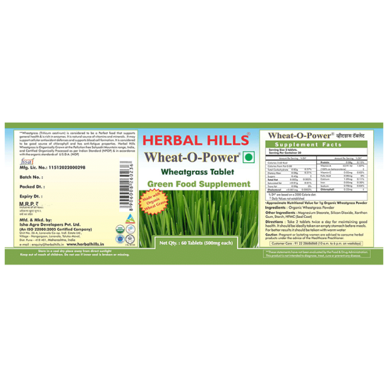 Herbal Hills Wheat-O-Power Wheatgrass 500mg Tablet image