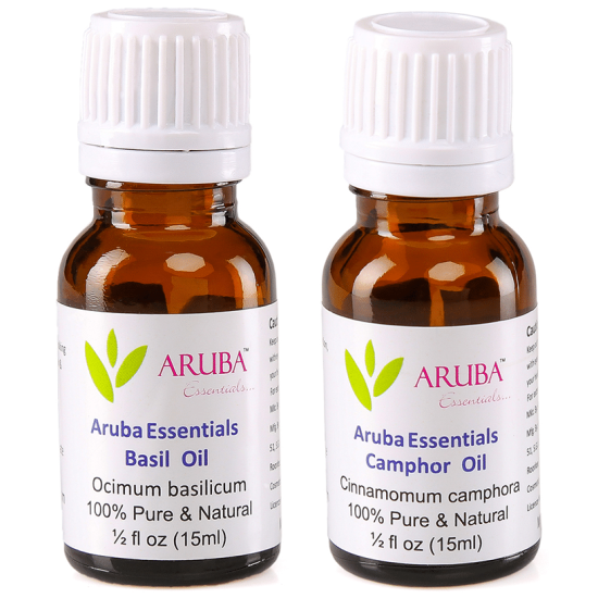 Aruba Essentials Combo Pack of Basil Oil & Camphor Oil (15ml Each) image