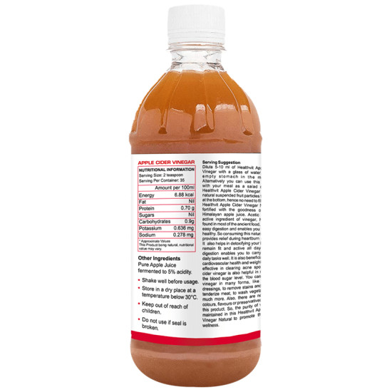 HealthVit Apple Cider Vinegar with Mother Vinegar Unfiltered image