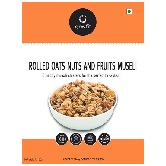 Growfit Rolled Oats Nuts and Fruits Muesli image