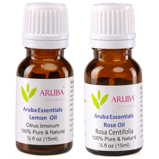 Aruba Essentials Combo Pack of Lemon Oil & Rose Oil (15ml Each) image