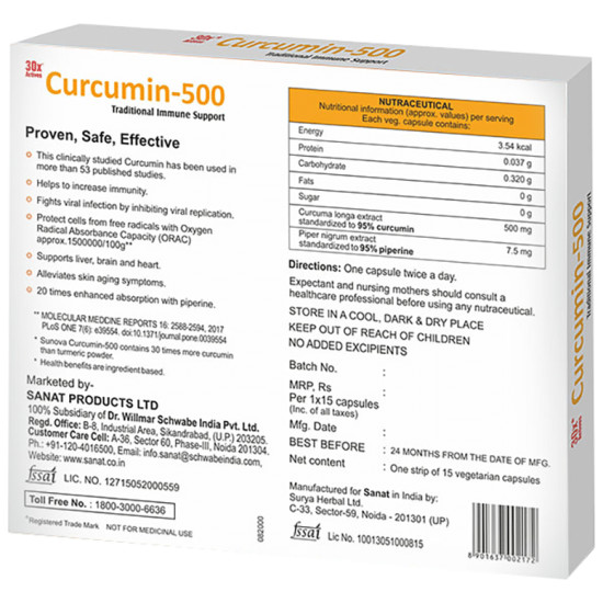 Sunova Curcumin 500 Veg Capsule image