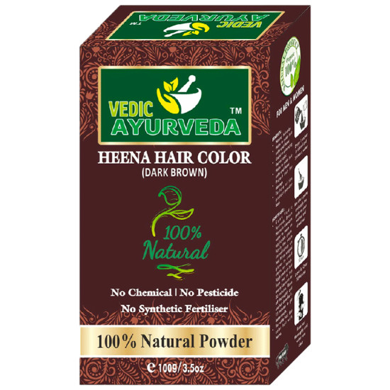 Vedic Ayurveda Heena Hair Color Powder Dark Brown image