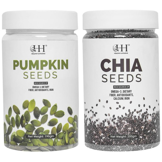 Healthy Hygiene Combo Pack of Pumpkin Seeds 190gm & Chia Seeds 200gm image