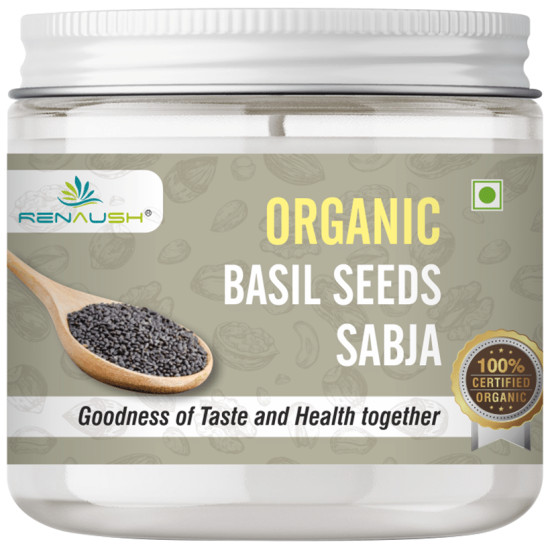 Renaush Combo Pack of Organic Basil Seeds Sabja, Raw Chia Seeds & Raw Flax Seeds (250gm Each) image